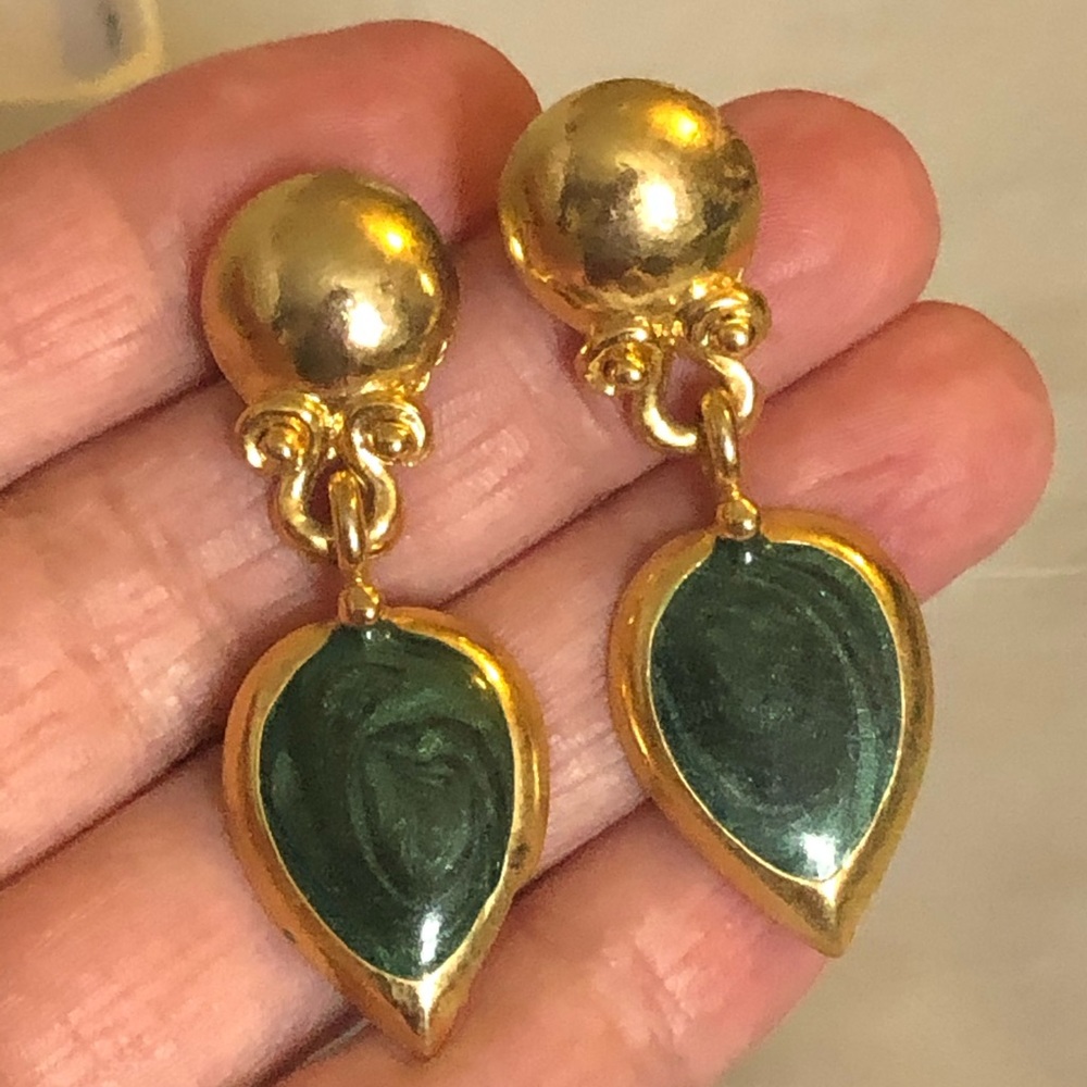 Marcasite & 24 k gold plate drop earrings T. Hill